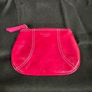 Coach Fuchsia Leather Coin Pouch
